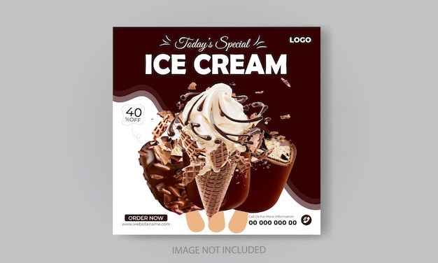 Plantilla de diseño de publicación de redes sociales de helado