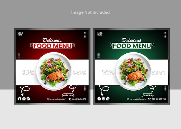 Plantilla de diseño de publicación de redes sociales de menú de comida deliciosa