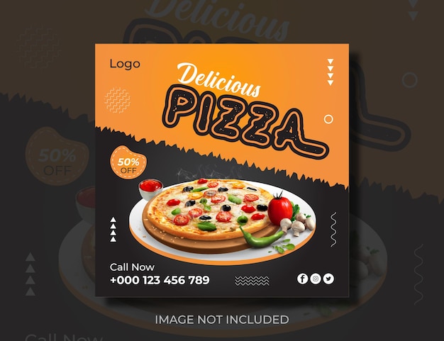 Vector plantilla de diseño de publicación de redes sociales de pizza deliciosa