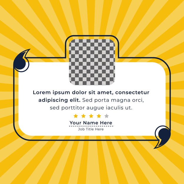 Plantilla de diseño de publicación de redes sociales testimonial de revisión de comentarios de servicio al cliente o cliente