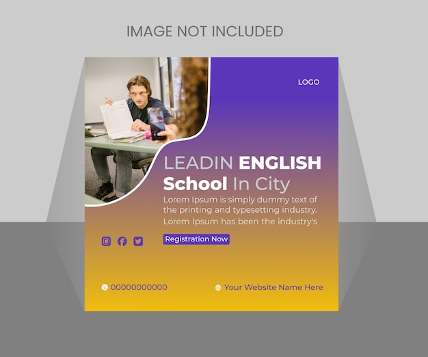 Plantilla de diseño de publicación de redes sociales de vector para educación