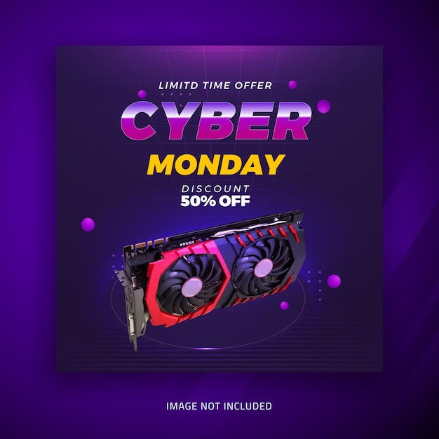 plantilla de diseño de publicación de redes sociales de venta de cyber monday