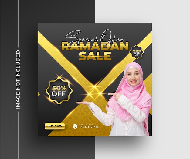 Plantilla de diseño de publicación de redes sociales de venta de moda de ramadán