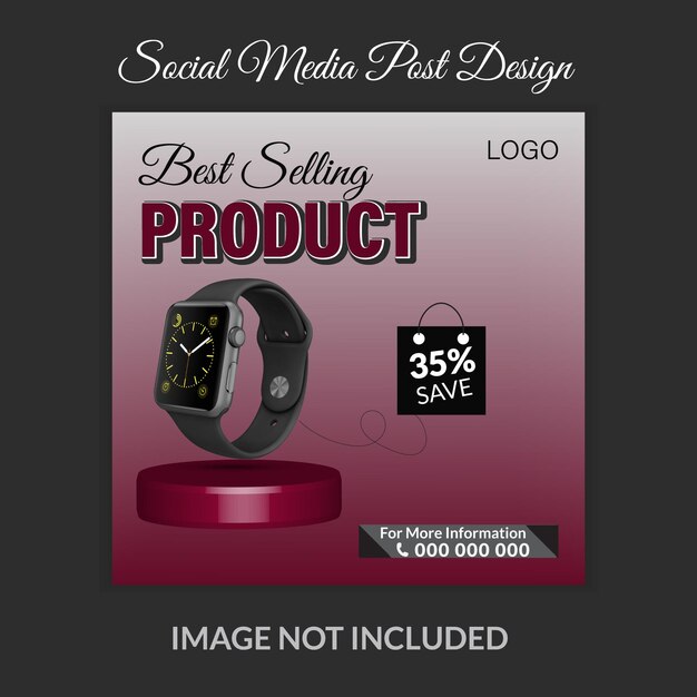 Plantilla de diseño de publicación de redes sociales de venta de reloj