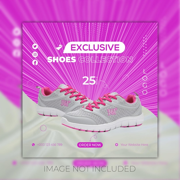 Plantilla de diseño de publicación de redes sociales de zapatos de moda moderna