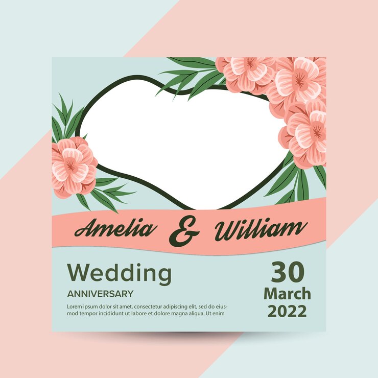 plantilla de diseño de publicaciones de aniversario de boda
