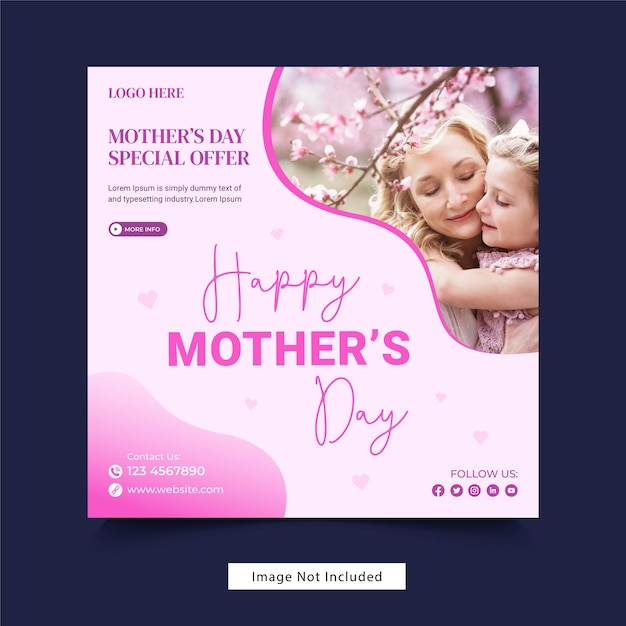 Plantilla de diseño de publicaciones en redes sociales del día de la madre
