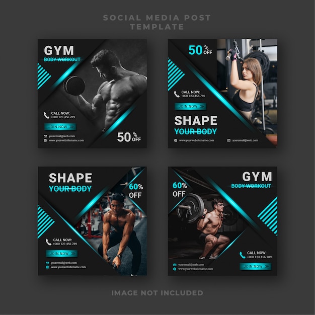 Plantilla de diseño de publicaciones de redes sociales gym fitness