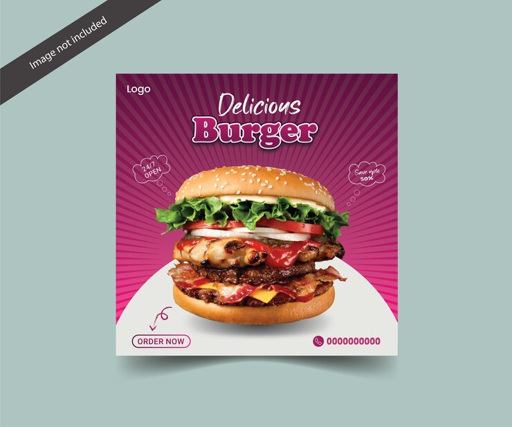 una plantilla de diseño de publicaciones de redes sociales de hamburguesas
