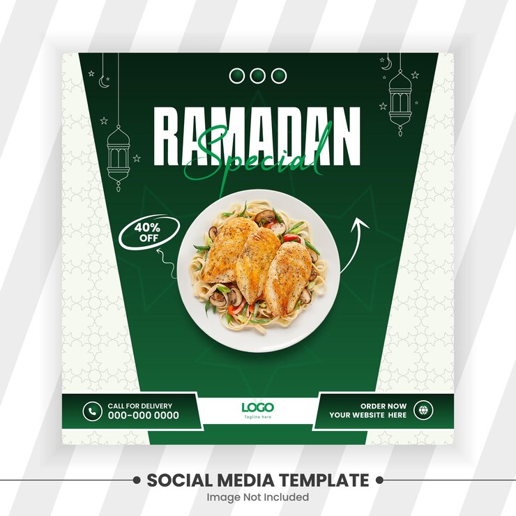 plantilla de diseño de publicaciones en las redes sociales para el Ramadán especial