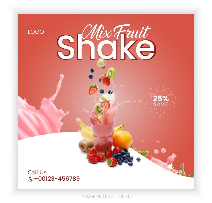plantilla de diseño de publicidad para batido de frutas en las redes sociales