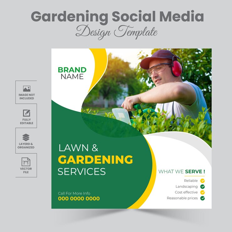 Plantilla de diseño de redes sociales o Instagram de Law amp Gardening