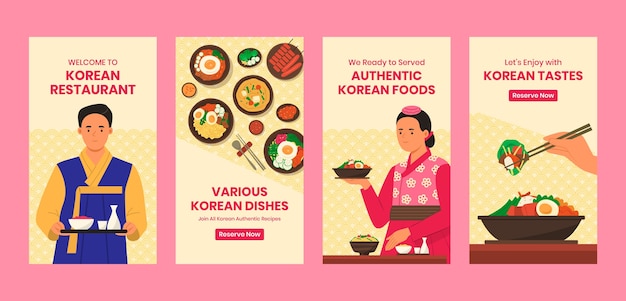 Vector plantilla de diseño de restaurante coreano dibujado a mano