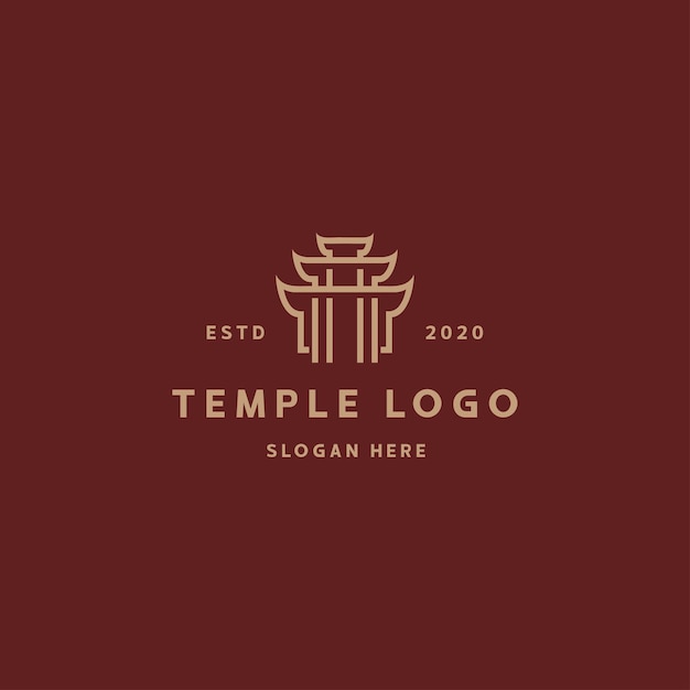 Plantilla de diseño retro vintage del logotipo del templo