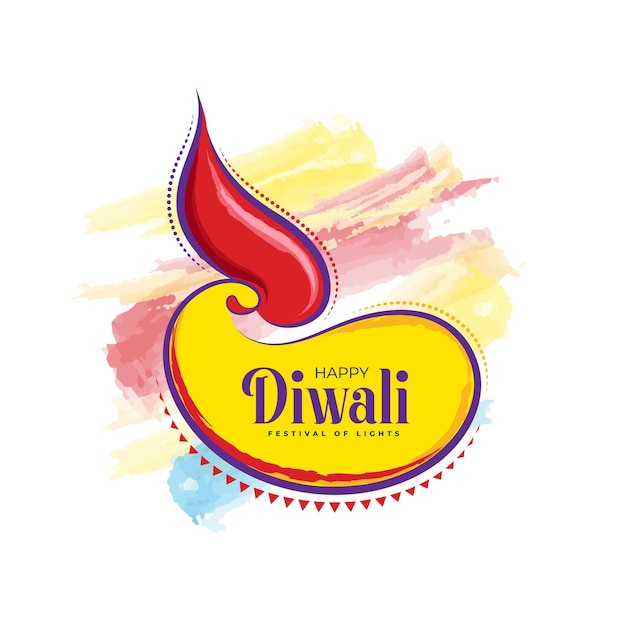 Plantilla de diseño de saludo del festival happy diwali con ilustración de lámpara creativa