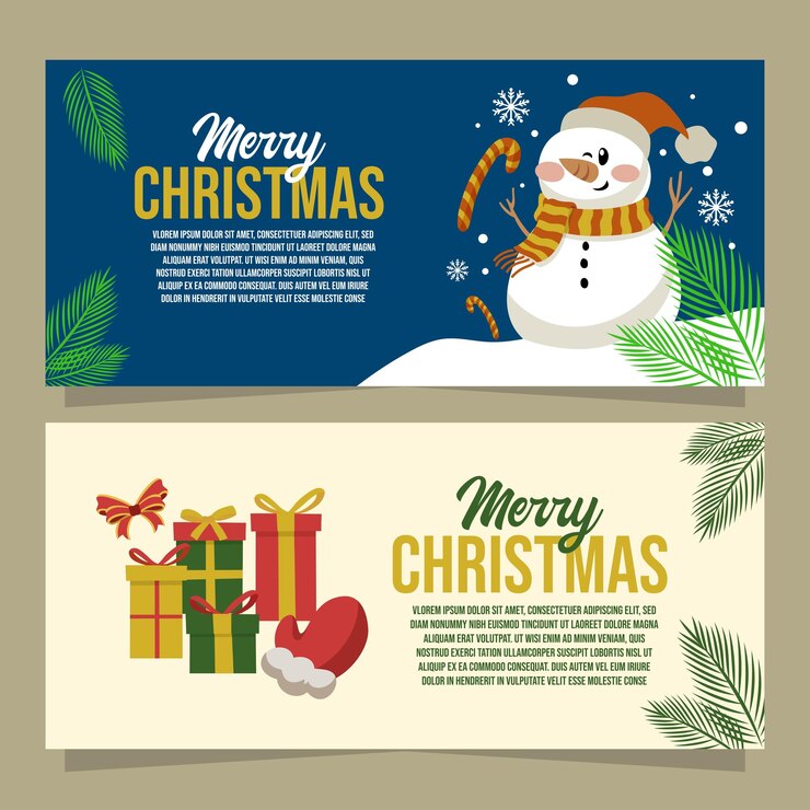 plantilla de diseño de saludos de pancartas de Navidad