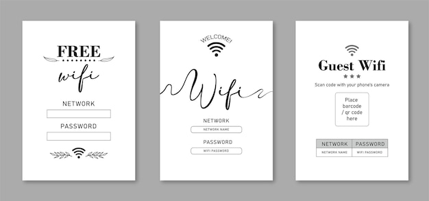 Plantilla de diseño de señales de zona wifi imprimible