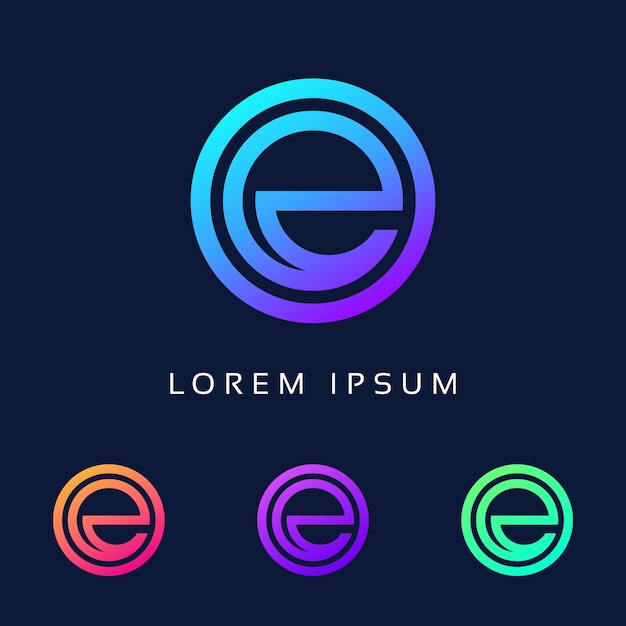 Plantilla de diseño de signo de icono de logotipo de color de letra E