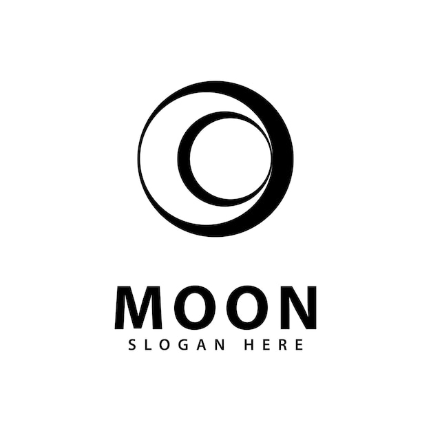 La plantilla de diseño de la silueta del icono del logotipo vectorial de la luna