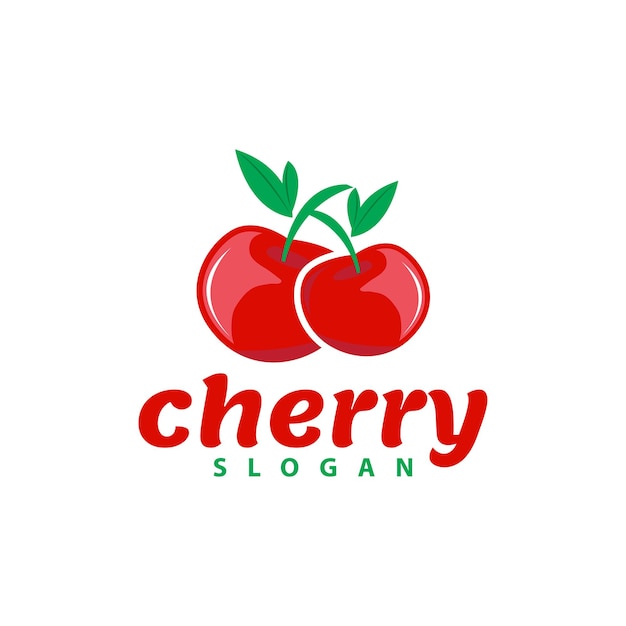 plantilla de diseño de silueta de planta de jardín de bayas rojas ilustración vectorial del logotipo de cereza