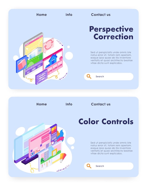 Plantilla de diseño de sitio web de vector de control de colores...