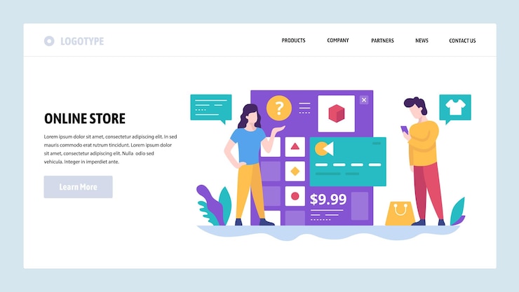 Vector plantilla de diseño de sitio web vectorial tienda en línea y compras por internet pago seguro por internet con tarjeta de crédito conceptos de página de aterrizaje para desarrollo de sitios web y móviles ilustración plana moderna