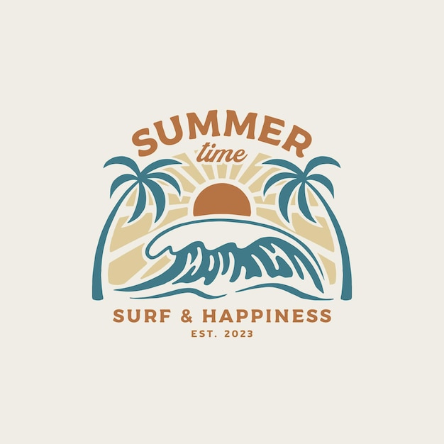 Plantilla de diseño de surf vintage para club de surf tienda de surf merchandising de surf