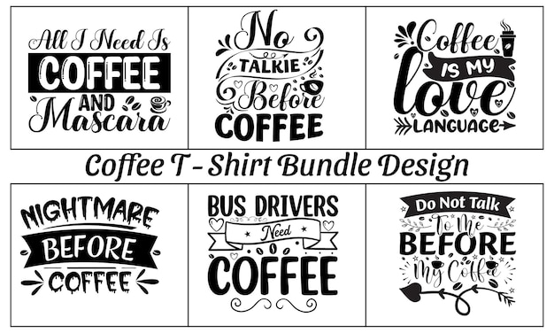 plantilla de diseño de T-Shirt Bundle Coffee