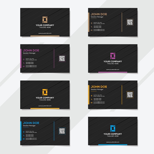 Plantilla de diseño de tarjeta corporativa con varias opciones de color