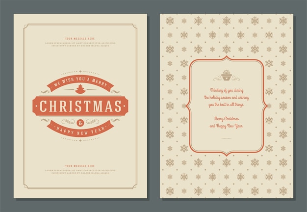 Plantilla de diseño de tarjeta de felicitación de Navidad con etiqueta decorativa