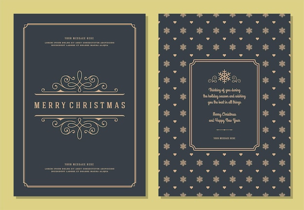 Plantilla de diseño de tarjeta de felicitación de Navidad con ilustración de vector de etiqueta de decoración