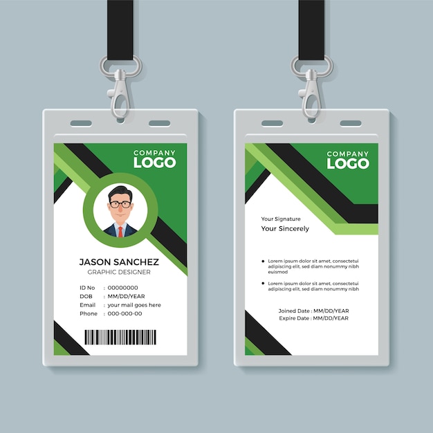 Plantilla de diseño de tarjeta de identidad de oficina corporativa simple