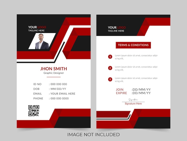 Plantilla de diseño de tarjeta de identificación abstracta moderna corporativa profesional editable Vector