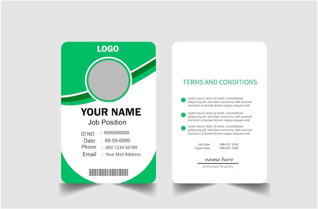 Plantilla de diseño de tarjeta de identificación creativa verde