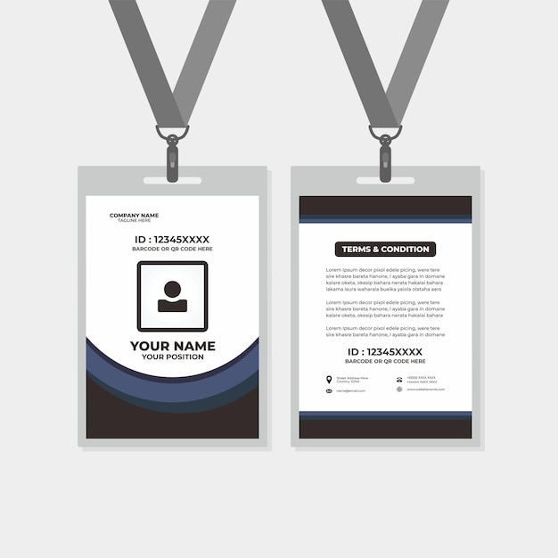 Vector plantilla de diseño de tarjeta de identificación, para etiqueta de nombre, comité, oficina, miembro corporativo, empresa, identidad, s