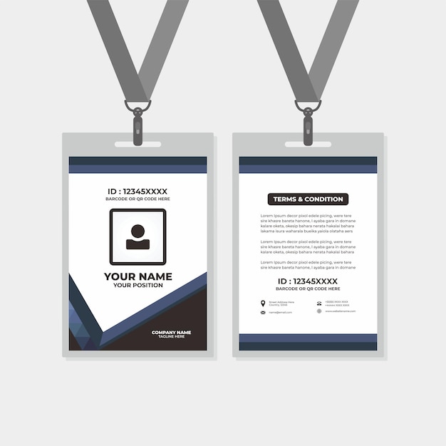 Vector plantilla de diseño de tarjeta de identificación, para etiqueta de nombre, comité, oficina, miembro corporativo, empresa, identidad, s