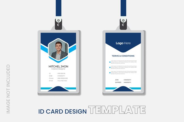 Vector plantilla de diseño de tarjeta de identificación moderna de amplificador limpio