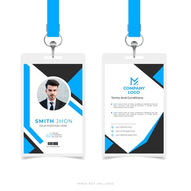 plantilla de diseño de tarjeta de identificación personal de color azul