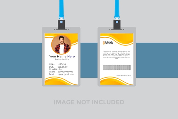 plantilla de diseño de tarjeta de identificación profesional con color amarillo