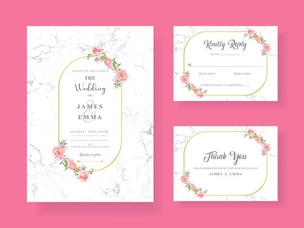 Plantilla de diseño de tarjeta de invitación de boda elegante