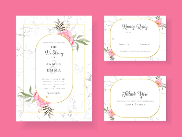 Plantilla de diseño de tarjeta de invitación de boda elegante