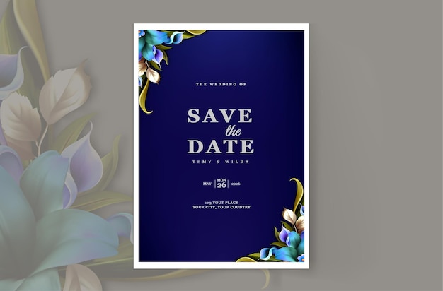 Plantilla de diseño de tarjeta de invitación de boda de lujo