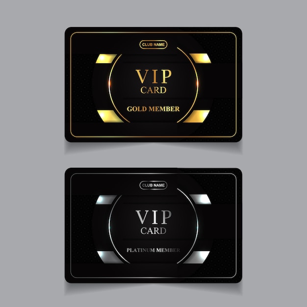 Vector plantilla de diseño de tarjeta de miembro vip de lujo dorado y platino