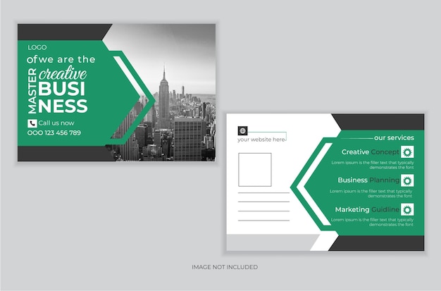 Plantilla de diseño de tarjeta postal corporativa y moderna con un fondo limpio y ordenado