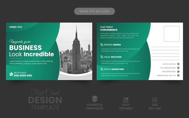 Plantilla de diseño de tarjeta postal de negocios corporativos vectoriales