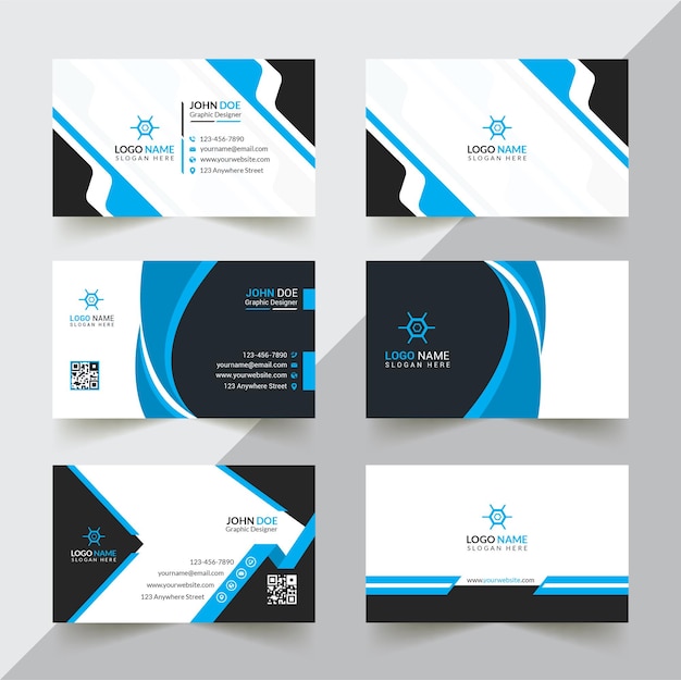 Vector plantilla de diseño de tarjeta de presentación corporativa azul y negro elegante profesional