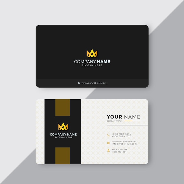 Plantilla de diseño de tarjeta de presentación moderna profesional elegante en negro y dorado