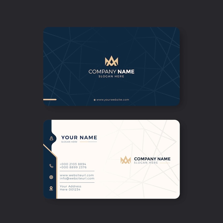 Plantilla de diseño de tarjeta de presentación moderna profesional elegante en oro negro y blanco