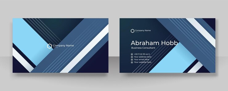 Vector plantilla de diseño de tarjeta de visita azul y blanca moderna