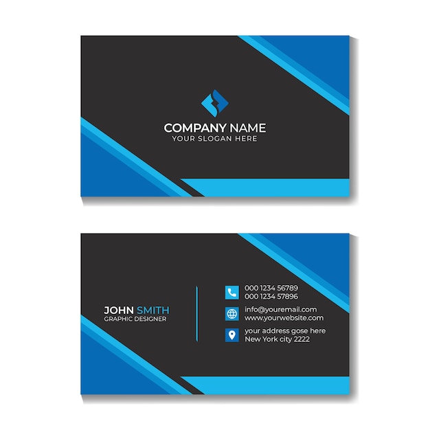 Plantilla de diseño de tarjeta de visita azul diseño de identidad corporativa y de marca vector gratuito